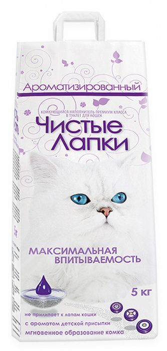 ЧИСТЫЕ ЛАПКИ  д/кошек комкующийся ароматизированный 5кг