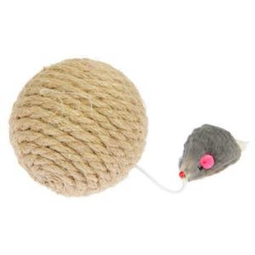 Игрушка для кошек когтеточка-шар с мышкой джут 8 см/20 PERSEILINE