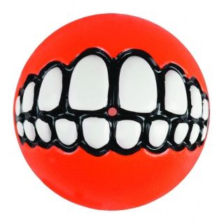 Игрушка мяч с принтом "зубы" и отверстием для лакомства Medium оранжевый GR02D