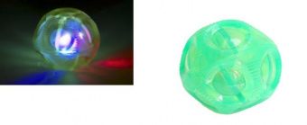 Игрушка д/собак Мяч резиновый светяшийся 8 см