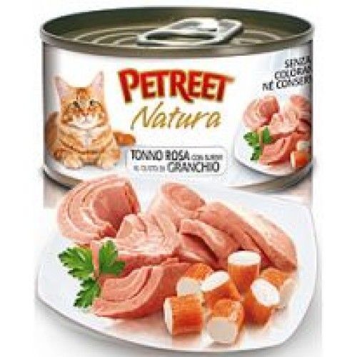 Влажный корм для кошек PETREET конс. 70 г Кусочки розового тунца с крабом сурими х12 (ПЕТРИТ)