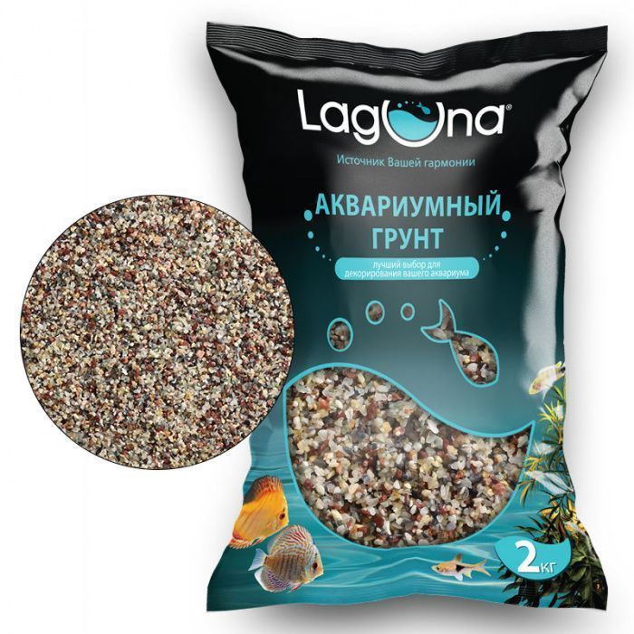 Грунт натуральный бело-розовый меланж, 4-6мм 2 кг Laguna