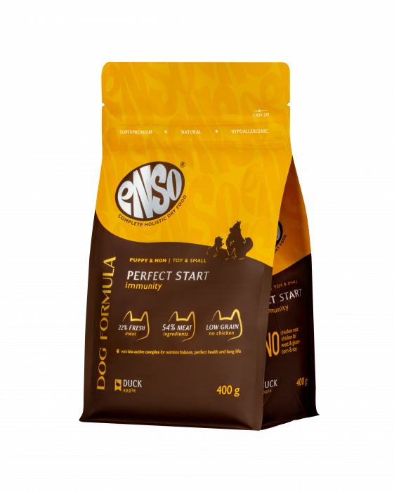 Сухой корм для щенков ENSO Dog Formula Perfect start для мелких и карликовых пород с уткой и яблоком