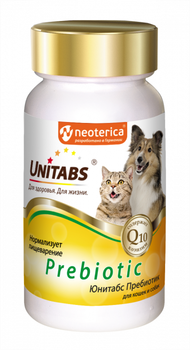 Витамины ЮНИТАБС для собак и кошек Пребиотик для нормализации пищеварения 100 таб