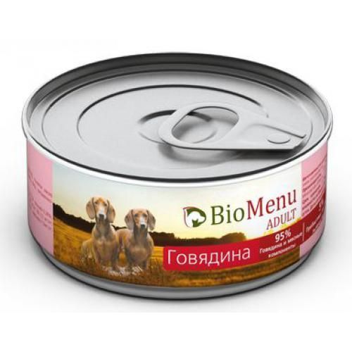 Влажный корм для собак BIOMENU конс. Говядина 95%-МЯСО 100гр*24 (БИОМЕНЮ)