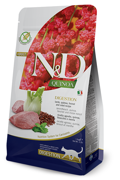 Сухой корм для кошек FARMINA N&D QUINOA беззерновой для поддержки пищеварения Ягненок с Киноа (ФАРМИ