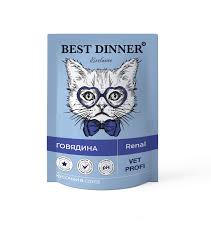 Влажный корм для кошек BEST DINNER Exclusive Vet Profi Renal кусочки в соусе с говядиной