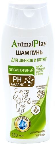 Энимал Плэй Шампунь д/щенков и котят Гипоаллергенный с протеинами пшеницы и витаминами 250мл