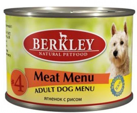 Влажный корм для собак BERKLEY конс. ягненок с рисом №4 200г (БЕРКЛИ)