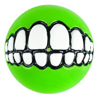 Игрушка мяч с принтом "зубы" и отверстием для лакомства Medium лайм GR02L