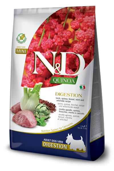 Сухой корм для собак FARMINA N&D QUINOA беззерновой для поддержки пищеварения Ягненок и Киноа МИНИ (ФАРМИНА)