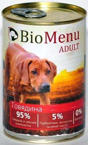 Влажный корм для собак BIOMENU конс. Говядина 95%-МЯСО 410гр*12 (БИОМЕНЮ)