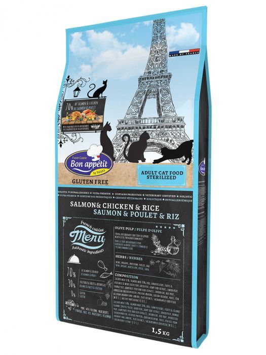 Сухой корм для кошек BON APPETIT Adult Sterilized Корм сух.стерилизован.с Лососем, Курицей,рисом (БО