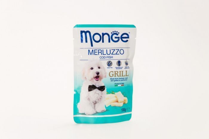 Влажный корм для собак MONGE пауч GRILL POUCH треска 100 гр (МОНЖ)