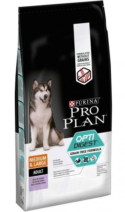 Сухой корм для собак PRO PLAN GRAIN FREE д/взр.средних и крупных пор. чув.пищев. индейка (ПРОПЛАН)