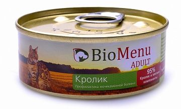Влажный корм для кошек BIOMENU конс.мясной паштет с Кроликом  95%-МЯСО 100гр (БИОМЕНЮ)