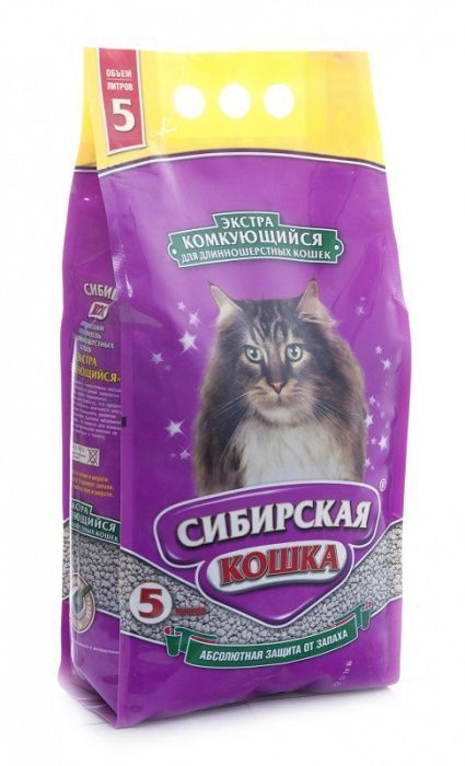 СИБИРСКАЯ КОШКА наполнитель Экстра комкующ. д/длинношер.кош 5л