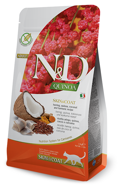 Сухой корм для кошек FARMINA N&D QUINOA беззерновой для здоровья кожи и шерсти Сельдь с Киноа (ФАРМИ