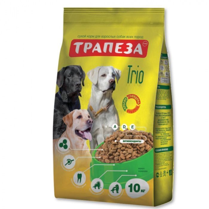 Сухой корм для собак ТРАПЕЗА ТРИО Говядина, индейка, кролик