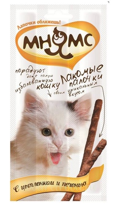 МНЯМС для кошек Pro Pet лакомые палочки с цыпленком и печенью 13,5