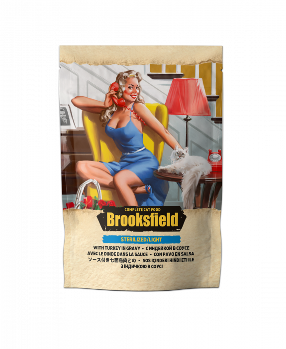 Влажный корм для кошек BROOKSFIELD пауч Sterilized/Light Cat Turkey Индейка в соусе (БРУКСФИЛД)