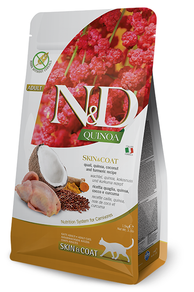 Сухой корм для кошек FARMINA N&D QUINOA беззерновой для здоровья кожи и шерсти Перепел с Киноа (ФАРМ