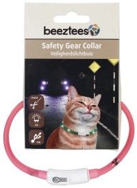 Ошейник д/кошек силиконовый светящийся с USB розовый 35см*10мм