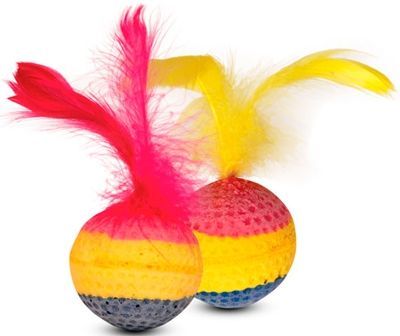 Игрушка для кошек Мяч радужный трехцветный зефирный 4см Триол (60)