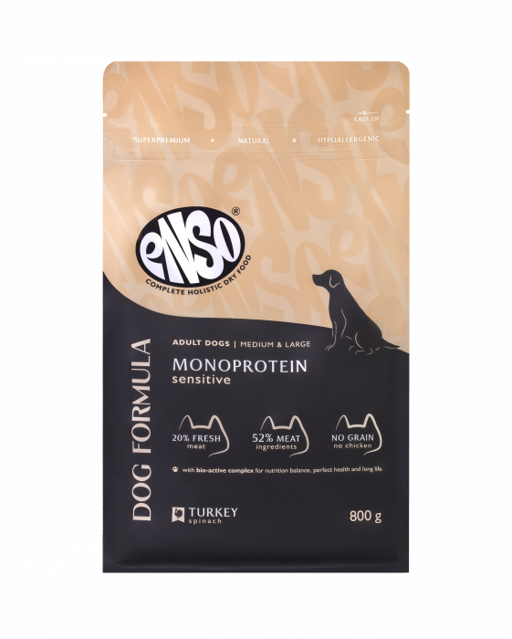 Сухой корм для собак ENSO Dog Formula Monoprotein для средних и крупных с индейкой и шпинатом (ЭНСО)