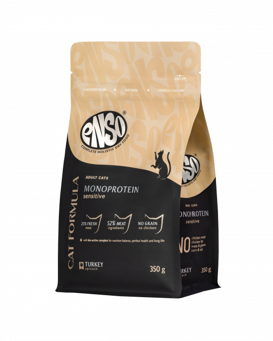 Сухой корм для кошек ENSO Cat Formula Monoprotein для чувствительного пищеварения с индейкой и шпина