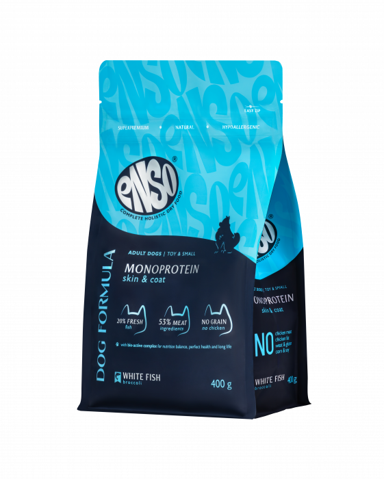 Сухой корм для собак ENSO Dog Formula Monoprotein для мелких и карликовых пород с белой рыбой и брок