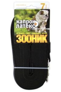 Поводок капроновый с латексной нитью черный Зооник