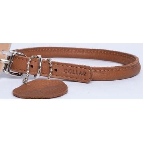 Ошейник "CoLLaR SOFT" кожаный двойной прошитый круглый без украш. д/длинношерстных собак коричневый