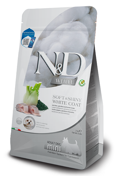 Сухой корм для собак FARMINA N&D White для белых собак МИНИ; сибас, спирулина, фенхель (ФАРМИНА)