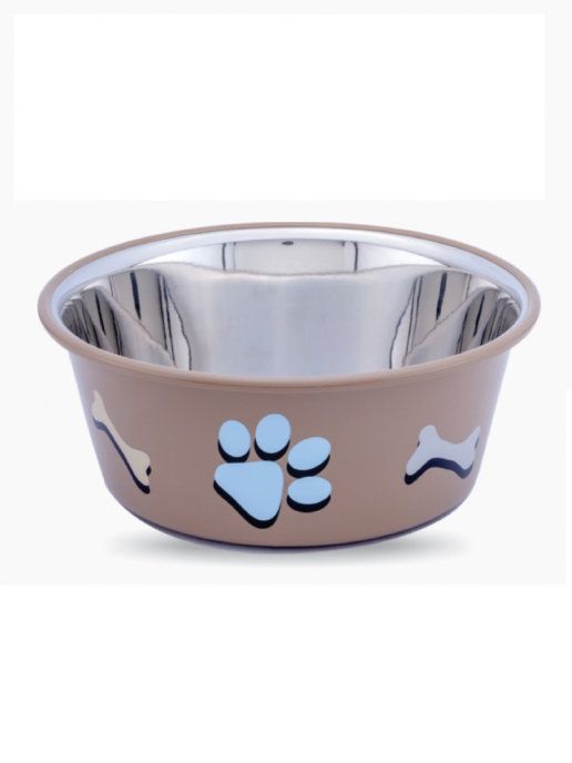 Миска METAL STAR "Paw bone" для животных, 850 мл.,коричневая