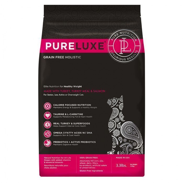 Сухой корм для кошек PURELUXE беззерновой для нормализации веса кошек с индейкой и лососем (Пурлюкс)