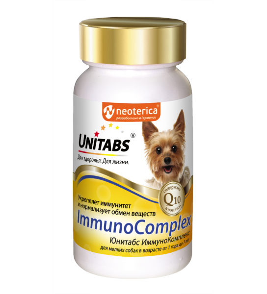 Витамины ЮНИТАБС для собак мелких пород Иммуно Комплекс с Q10 100 таб