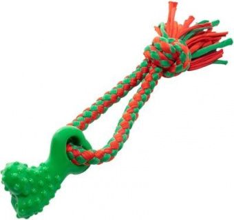 Игрушка для собак NEW YEAR Косточка с плетеной веревкой термопластичная резина 85/270мм Триол