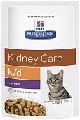 Влажный корм для кошек HILL'S пауч DIET K/D 3411 лечение заболеваний почек говядина 0,085 кг (ХИЛЛС)