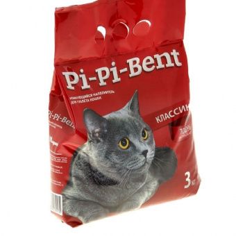 Pi-Pi-Bent Classik 3кг п/э комкующ. наполнитель для кошачьего туалета из природного бентонита (1х6)