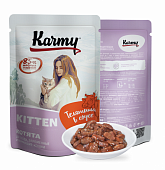 Влажный корм для котят Karmy пауч Телятина Мясные кусочки в соусе(КАРМИ)