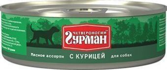 Четвероногий ГУРМАН 24х100гд/собак Мясное ассорти с курицей