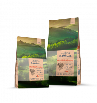 Сухой корм для собак RAWIVAL Gifts of Fields&Branches ягнёнок с перепелом для средних и крупных поро