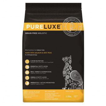Сухой корм для кошек PureLuxe для домашних кошек с лососем и горошком (Пур Люкс)