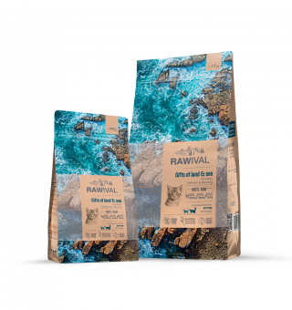 Сухой корм для котят RAWIVAL Gifts of Land & Sea курица и рыба (РАВАЙВАЛ) 