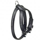 Шлейка ART LEATHER+ MONTECARLO, чер, стразы,30-37смХ11мм