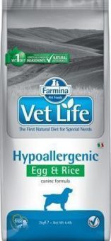 ФАРМИНА д/собак сухой VET LIFE HYPOALLERGENIC при пищевой аллергии и непереносимости с яйцом и рисом