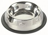 Миска для кошки металлическая с резинкой и чеканкой, Ф 15 см, 0,2 л