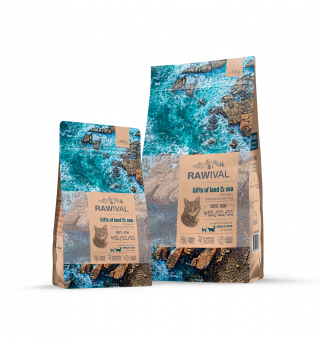 Сухой корм для кошек RAWIVAL Gifts of Land & Sea курица и рыба (РАВАЙВАЛ) 