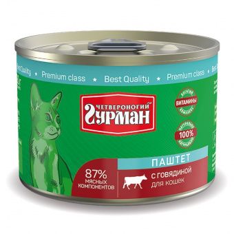 Четвероногий ГУРМАН ПАШТЕТ кон. 240 г для кошек с говядиной